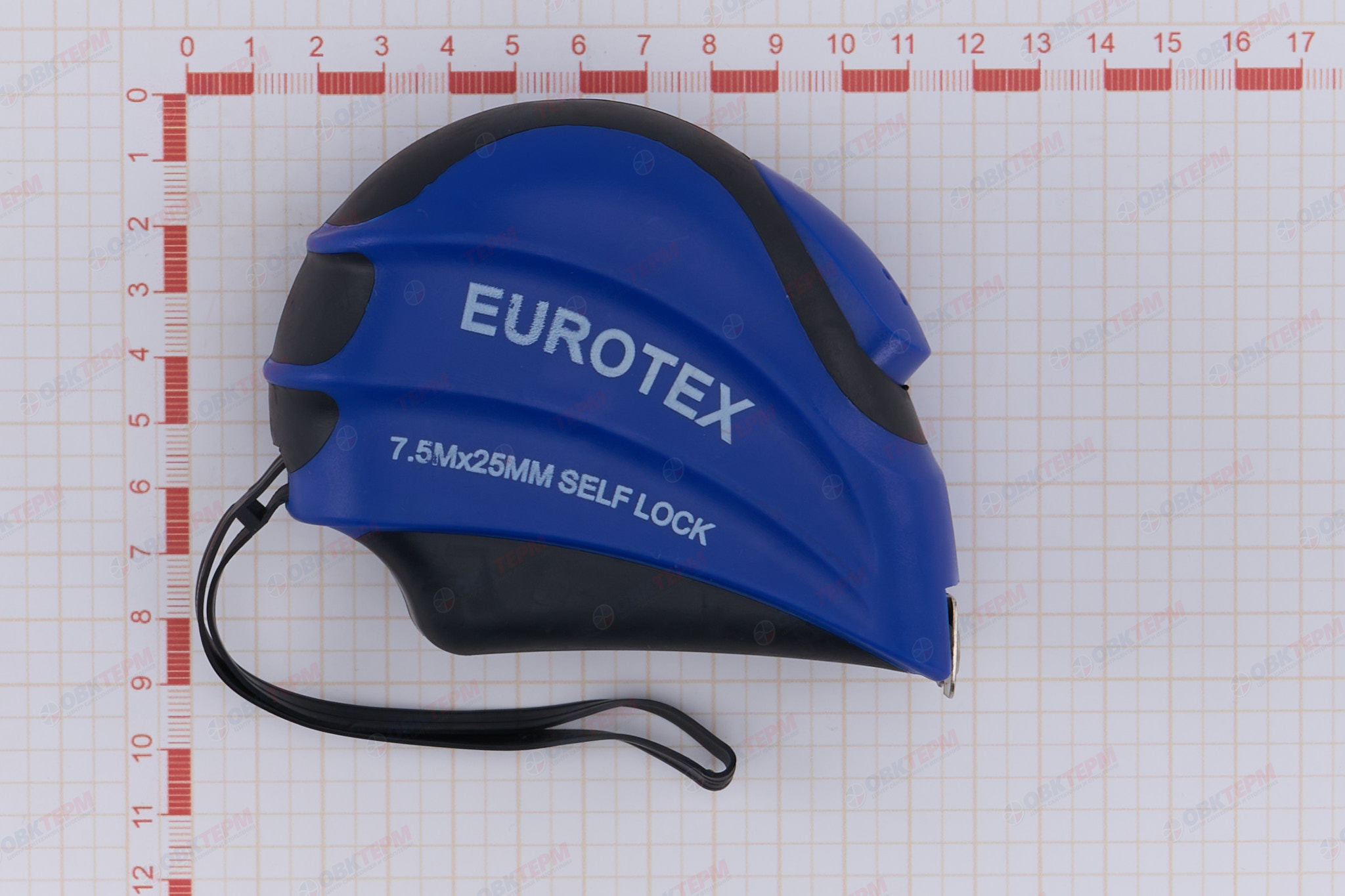 Рулетка 7,5м*25мм нейлоновое покрытие, магнитный зацеп EUROTEX - Изображение №4