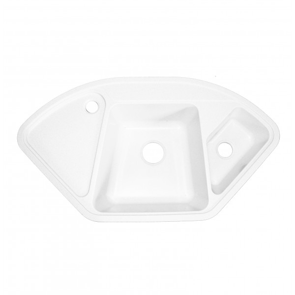 Мойка угловая двухсекционная 1030*555*195мм GRANMILL 37 (белая глянец + блестки) - Изображение №1