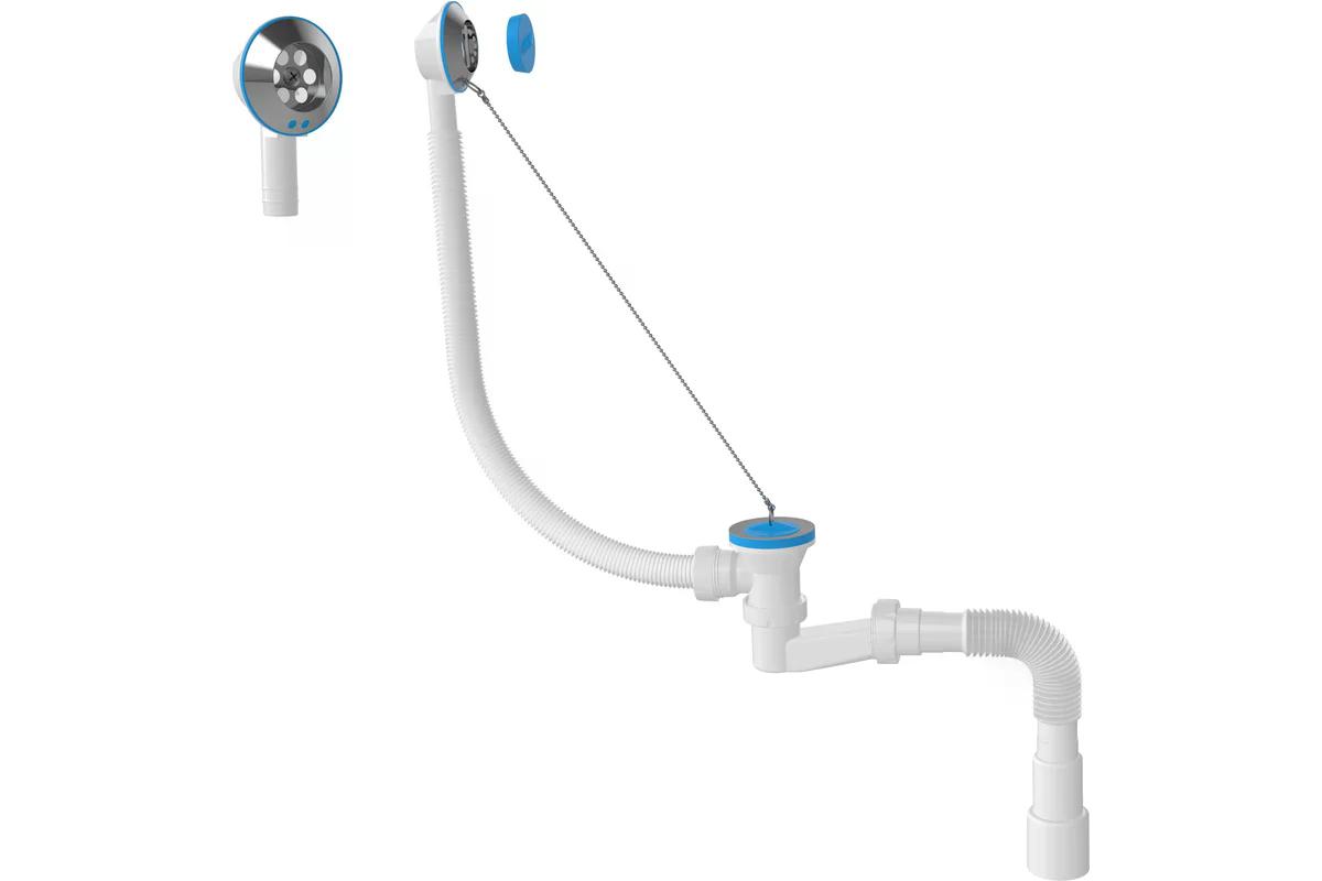 NOVA Cифон для ванн 1524 1 1/2 с переливом гибкой трубой (1/25шт) - Изображение №1