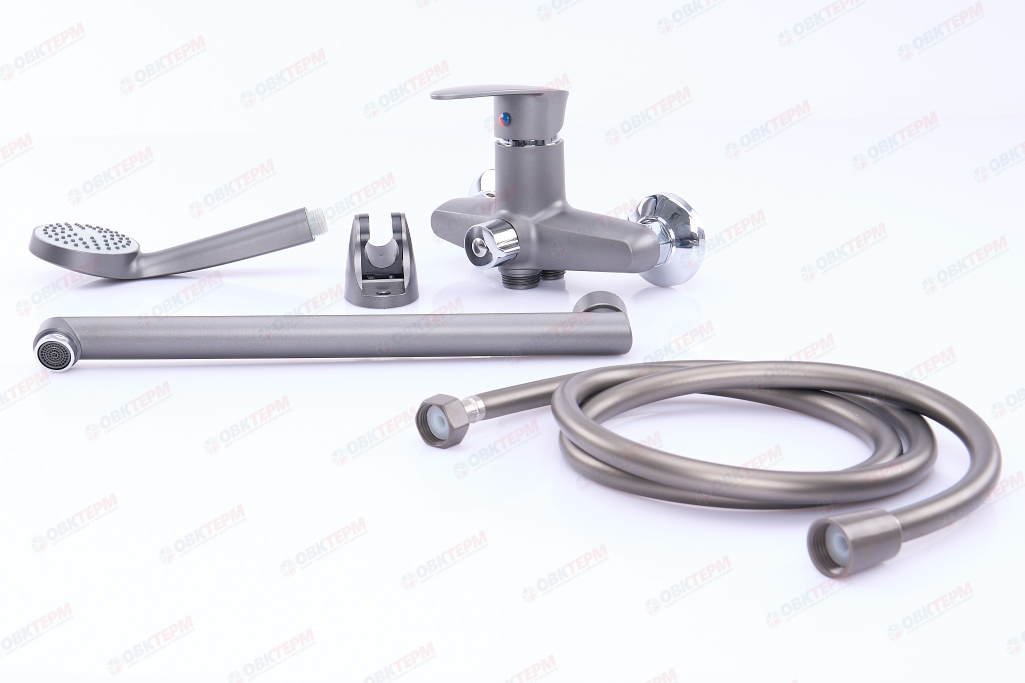 Смеситель д/ванны PLAMIX CEZAR-006 EURO SET Graphite (со шлангом, лейкой и кронштейном) (20 шт/ящ) - Изображение №3