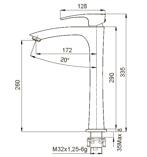 Смеситель д/умывальника KOER KB-11007-05 ВЫСОКИЙ  (Цвет черный) (8шт/ящ) - Изображение №2
