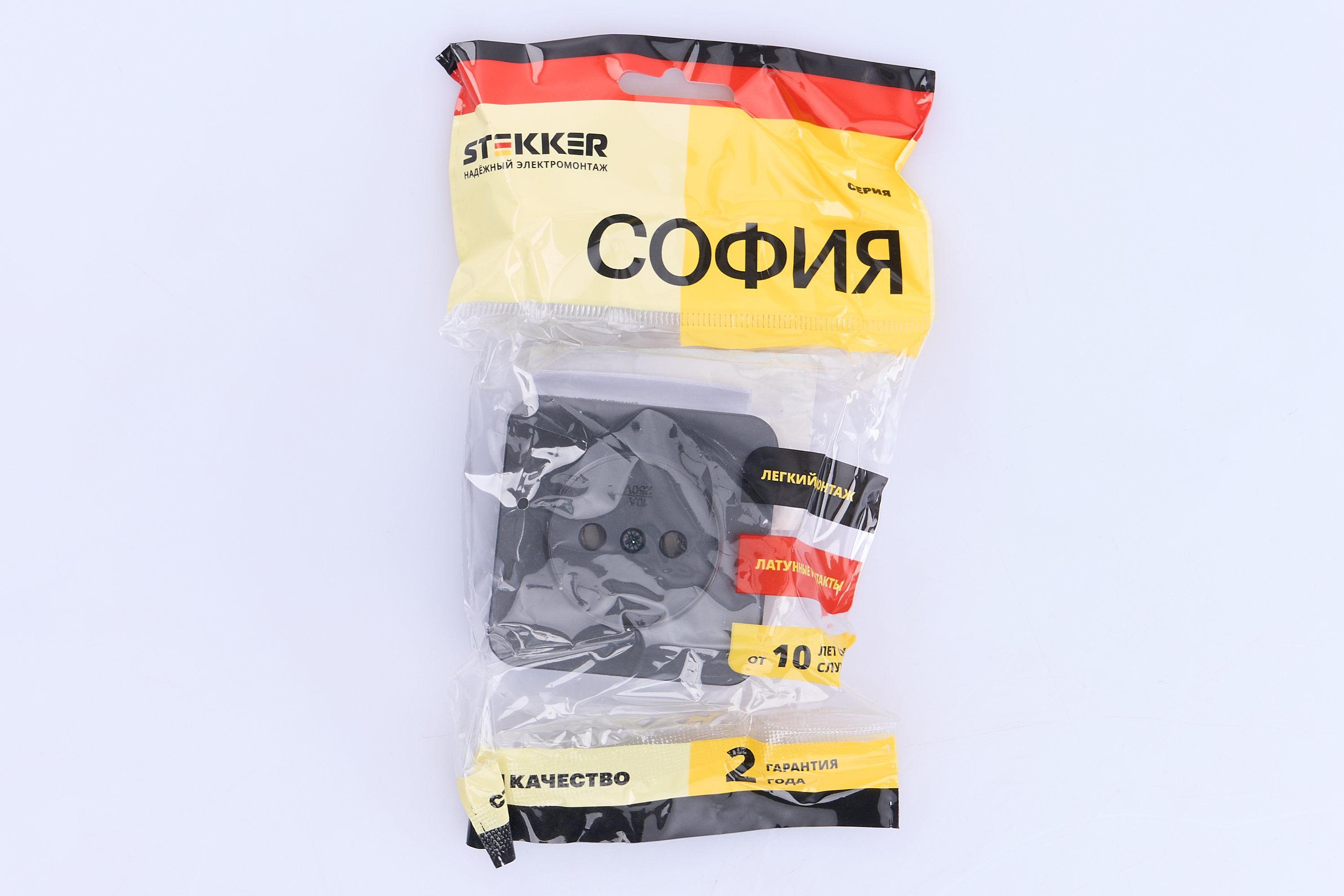 Розетка 1-местная б/з открытой установки, 250В, 10А, IP20, серия София, черный матовый, MST10-11-05 - миниатюра №6