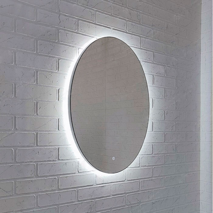 Зеркало  600х800 LED подсветкой с сенсор выкл, унив крепление в черн алюм проф КЗСК - миниатюра №3