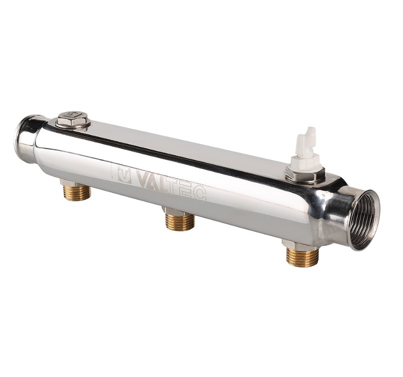 Коллектор из нерж. стали, с м-о расст вых. 100мм, 1"х 7 вых. 1/2"  Valtec (1/10) - Изображение №1