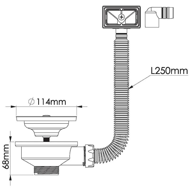 NOVA  Выпуск для евросифона 1039 3 1/2 с прям. перелив. (1шт/50упак) - Изображение №2