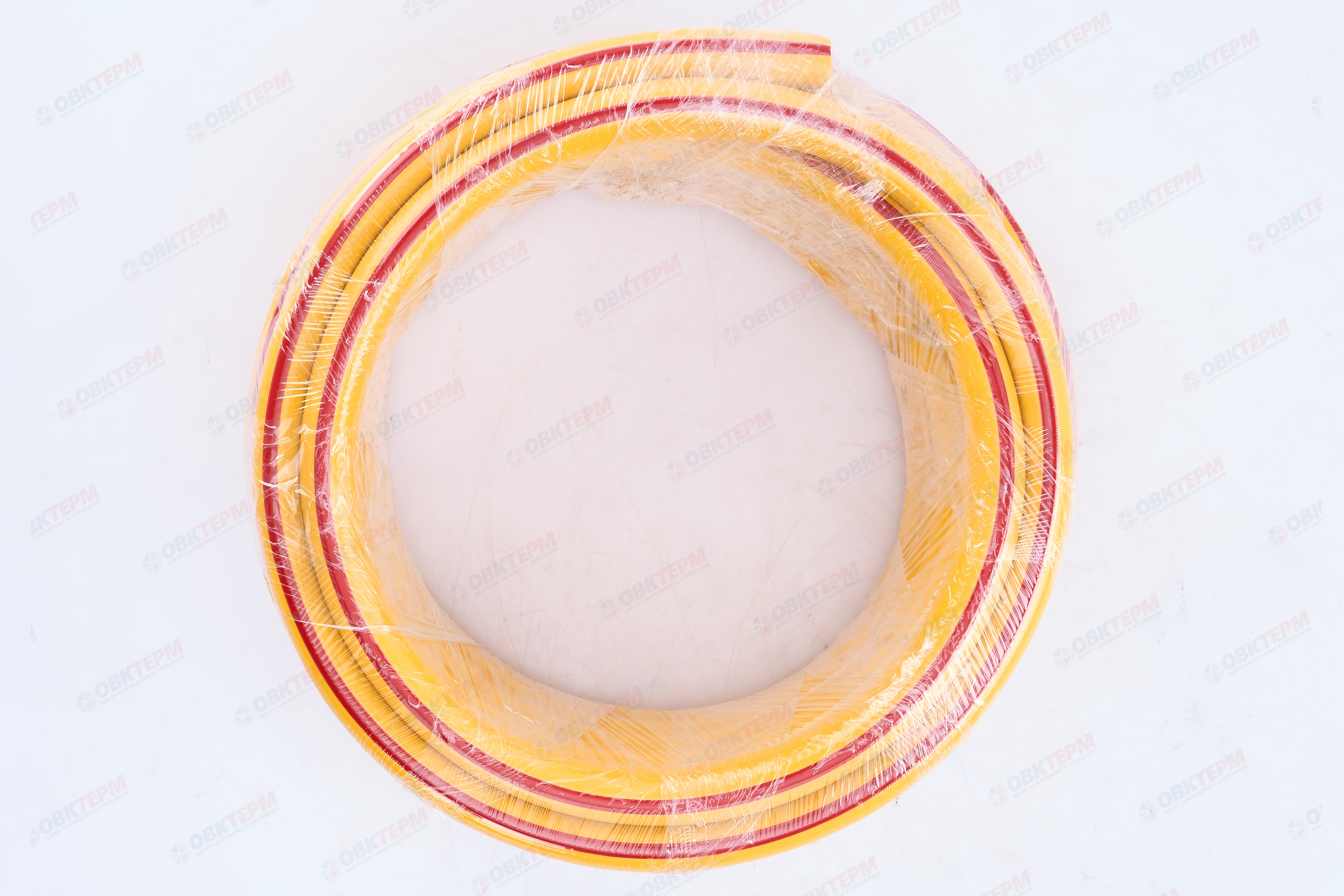 Шланг поливочный ПВХ "CRAB" Радуга 1"(желт. с красной полосой) армированный 3-х слойный (Бухта 10м) - Изображение №5