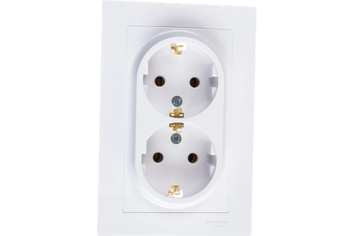 Розетка с/з в сборе двойная 16А Белый AtlasDesign Systeme Electric - Изображение №1