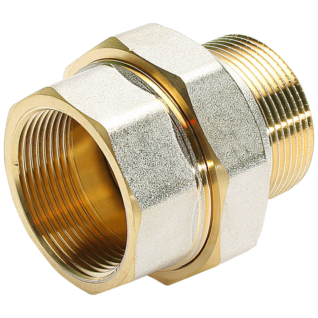 Американка с плоской прокладной       1 1/4" прямая  ZEISSLER   НИКЕЛЬ - изображение №1