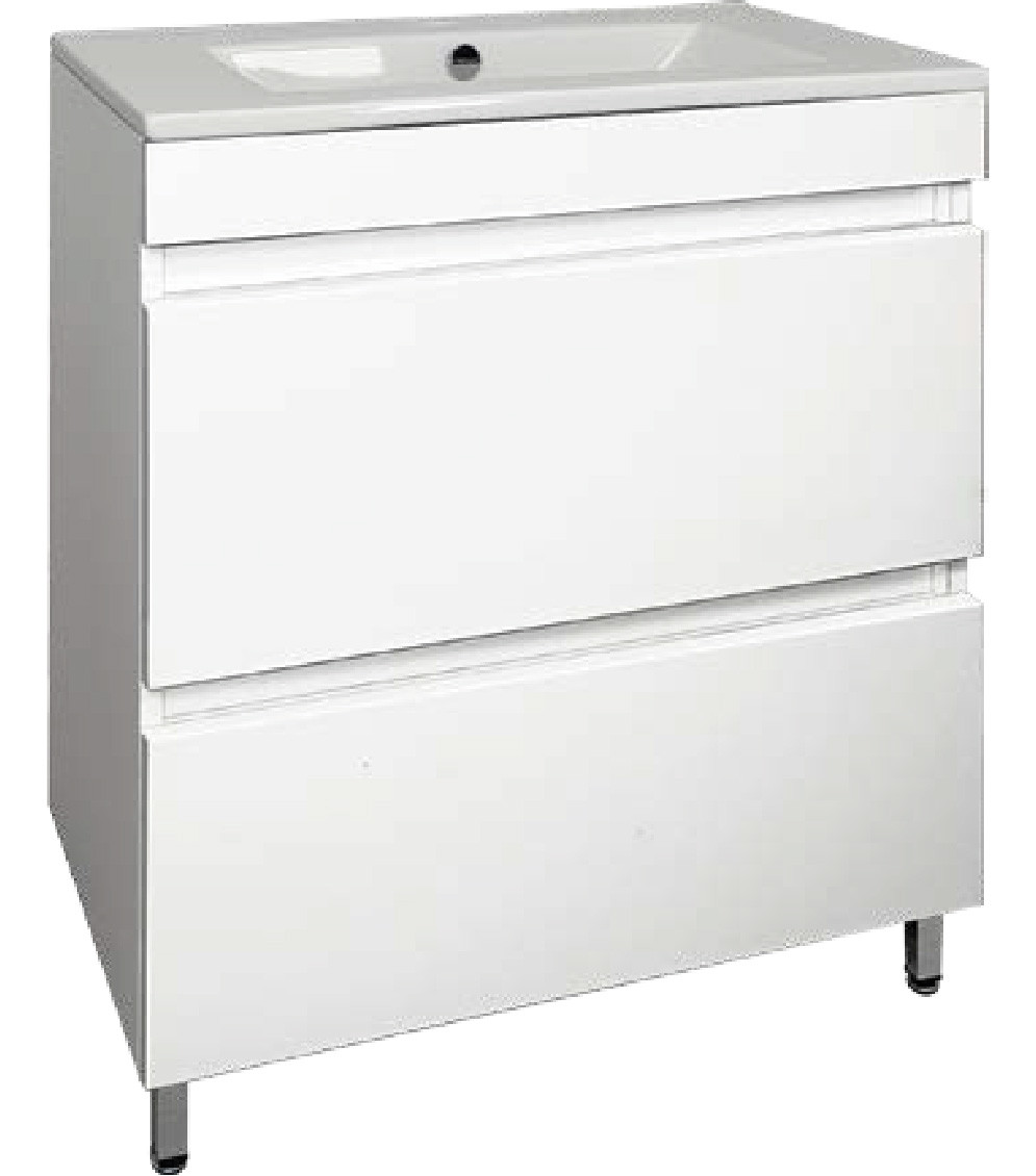 Тумба напольная 75 Валенсия 752 белая (ум. Квадро 75) Flamenco (Ш740хВ840хГ440) - изображение №1