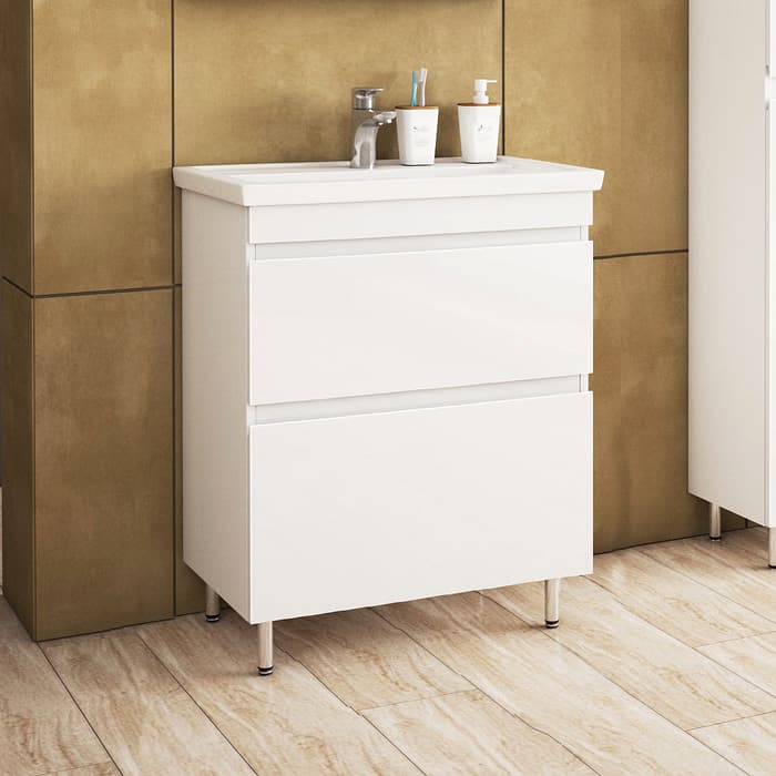 Тумба напольная 75 Валенсия 752 белая (ум. Квадро 75) Flamenco (Ш740хВ840хГ440) - миниатюра №3