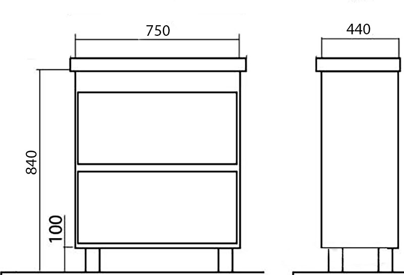Тумба напольная 75 Валенсия 752 белая (ум. Квадро 75) Flamenco (Ш740хВ840хГ440) - миниатюра №2