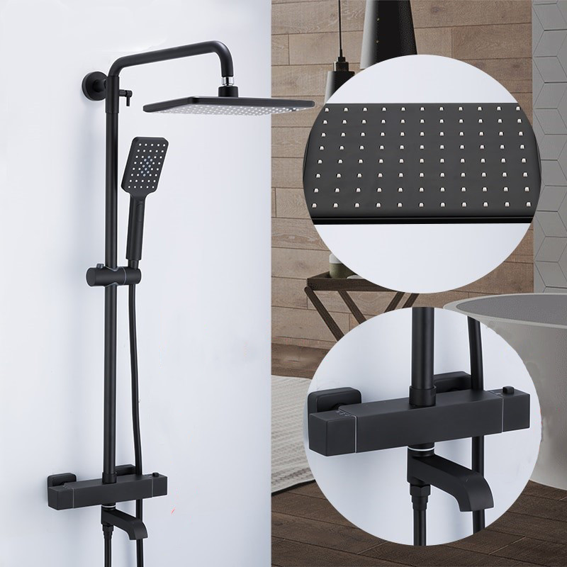 Душ/система GAPPO G2491-6 латунь/черный /термостат /тропический душ 250х250мм - миниатюра №2