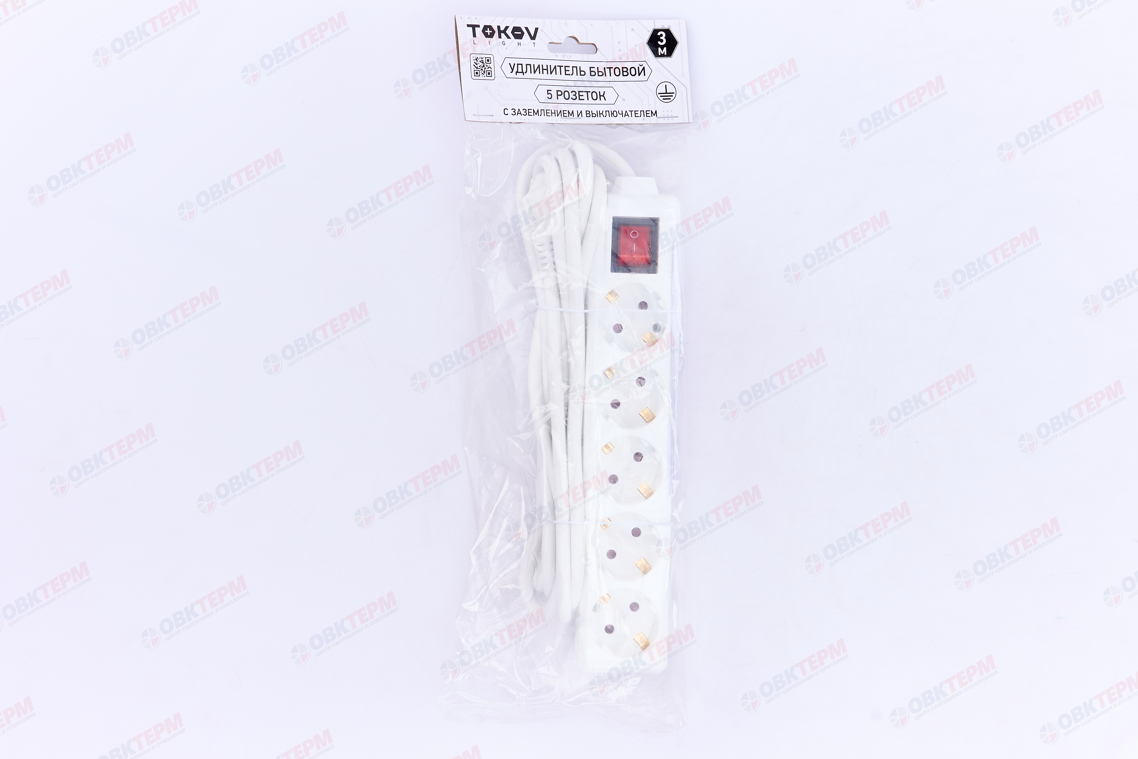 Удлинитель пятиместный 3м с/з с выкл., 3х1.5 10А, белый, TOKOV LIGHT - миниатюра №6