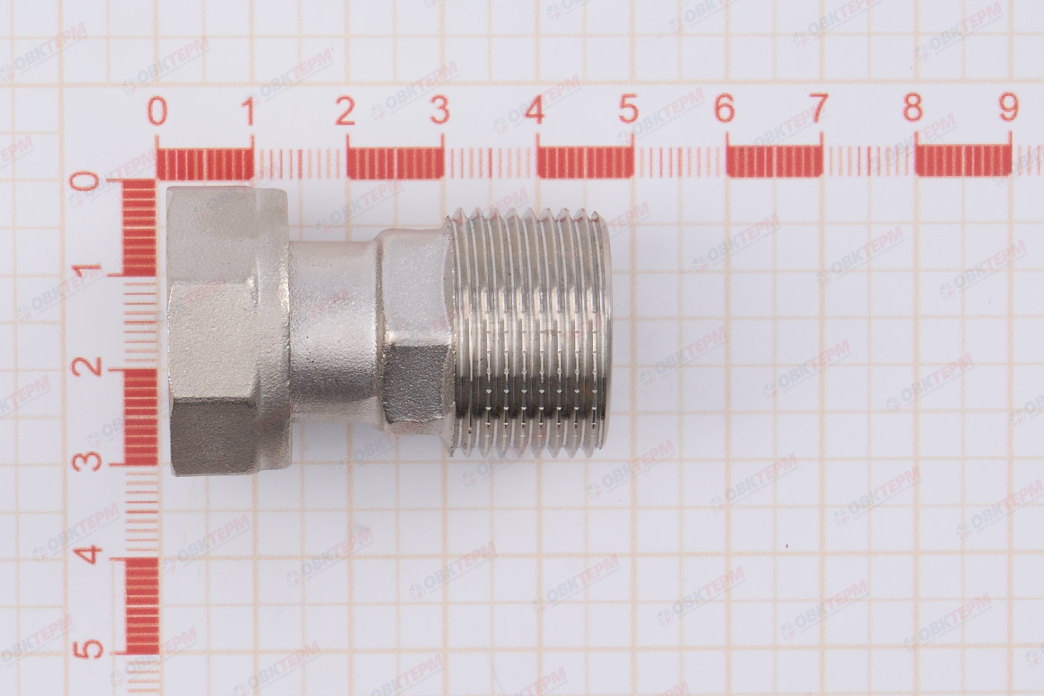 Полусгон прямой с накидной гайкой 3/4"Н - 3/4"В  (Valtec) (10шт/120ящ) - миниатюра №6