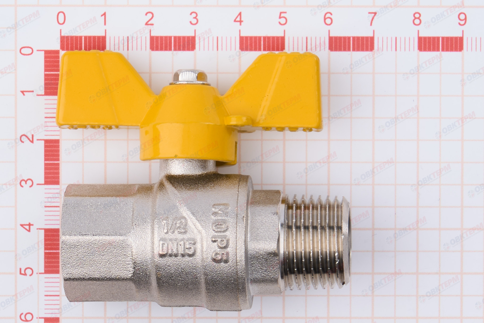 Кран шаровый   ГАЗОВЫЙ      TIM     бабочка     1/2" ВН   (15шт/60ящ) - миниатюра №6