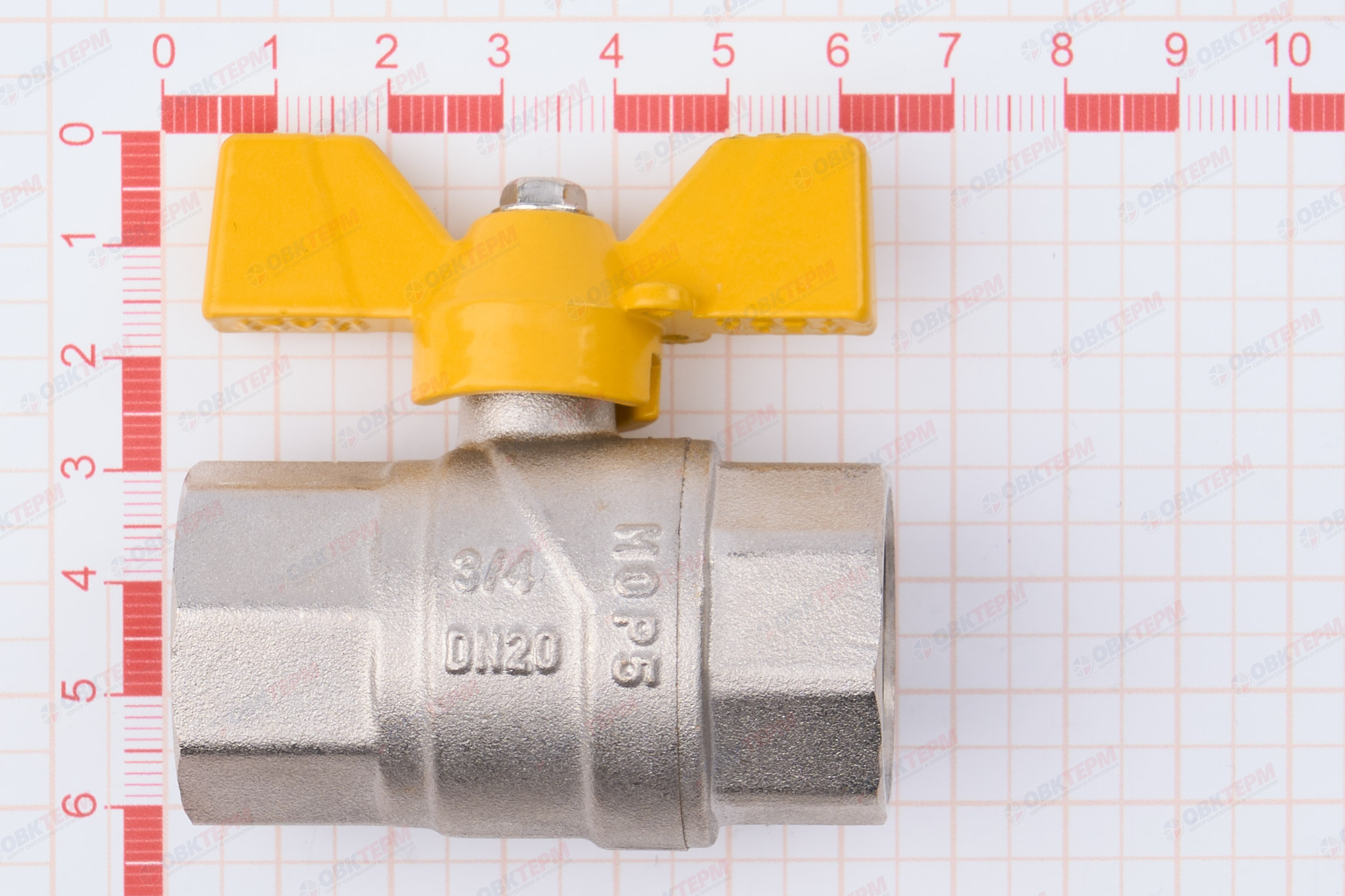 Кран шаровый   ГАЗОВЫЙ      TIM    бабочка      3/4" ВВ   (15шт/60ящ) - миниатюра №6