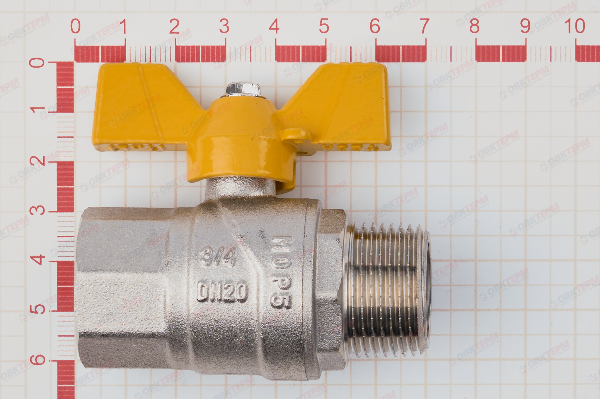 Кран шаровый   ГАЗОВЫЙ      TIM    бабочка      3/4" ВН   (15шт/60ящ) - миниатюра №6