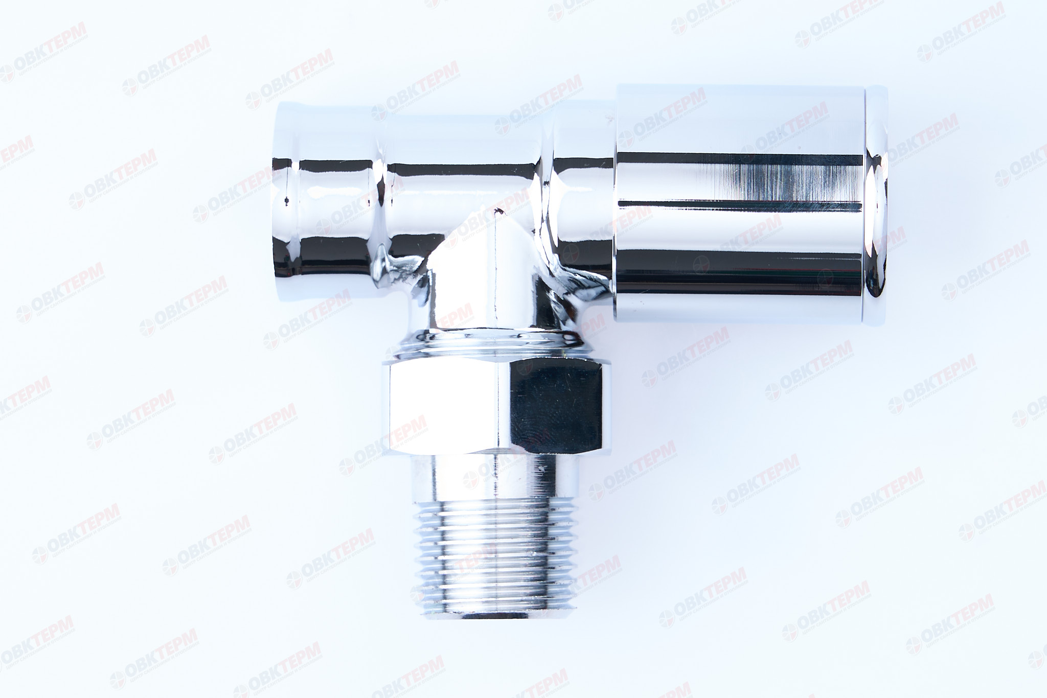Кран  вентильный  с американкой   TIM  1/2"В - 1/2"Н  хром, угловой, вентельный   (1шт/60ящ) - Изображение №1