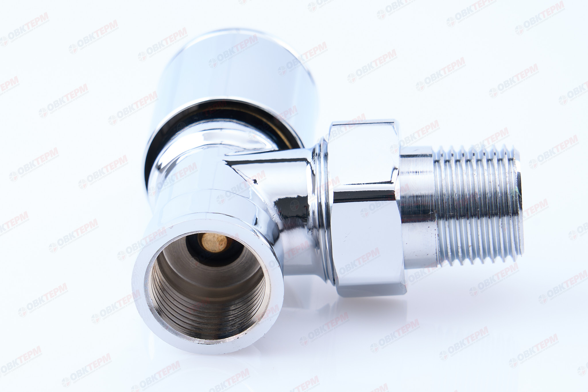 Кран  вентильный  с американкой   TIM  1/2"В - 1/2"Н  хром, угловой, вентельный   (1шт/60ящ) - Изображение №3