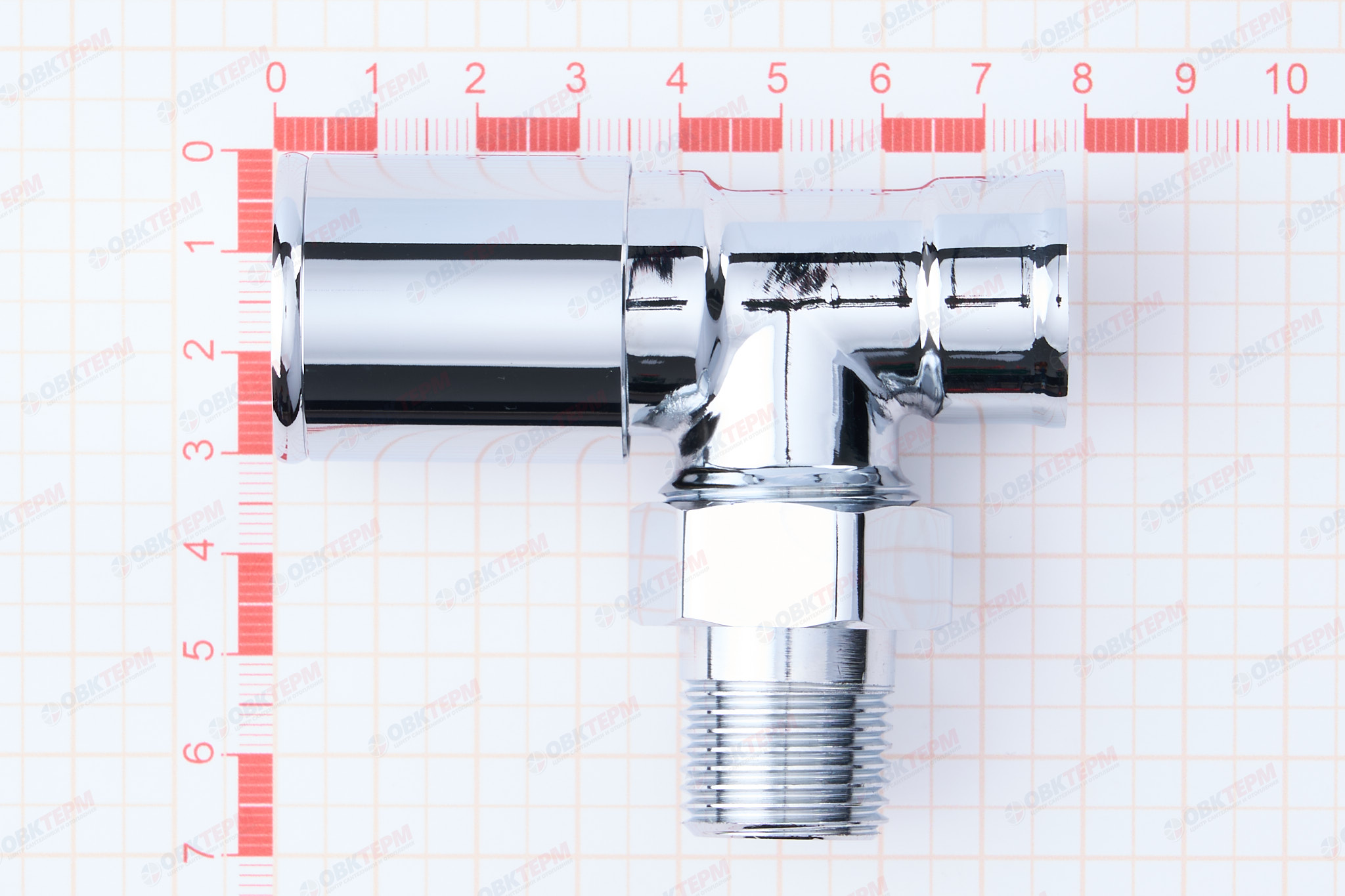 Кран  вентильный  с американкой   TIM  1/2"В - 1/2"Н  хром, угловой, вентельный   (1шт/60ящ) - миниатюра №6