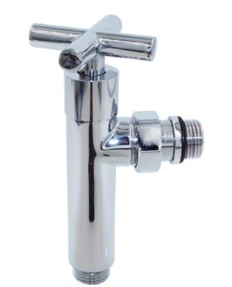 Кран  вентильный  с американкой   TIM  1/2"Н - 1/2"Н  хром, угловой, ручка крест    (2шт/уп) - Изображение №1