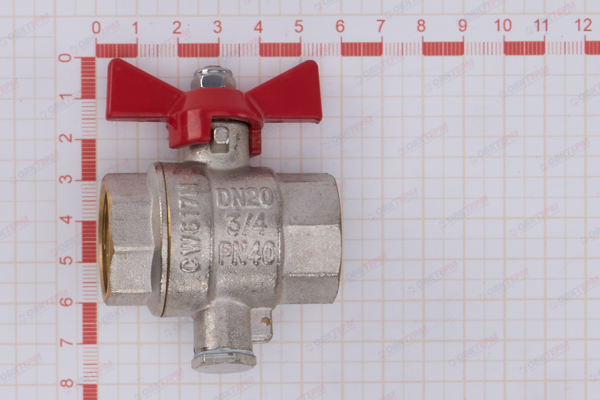 Кран шаровый         Valtec  для подключения датчика температуры 3/4" - миниатюра №7