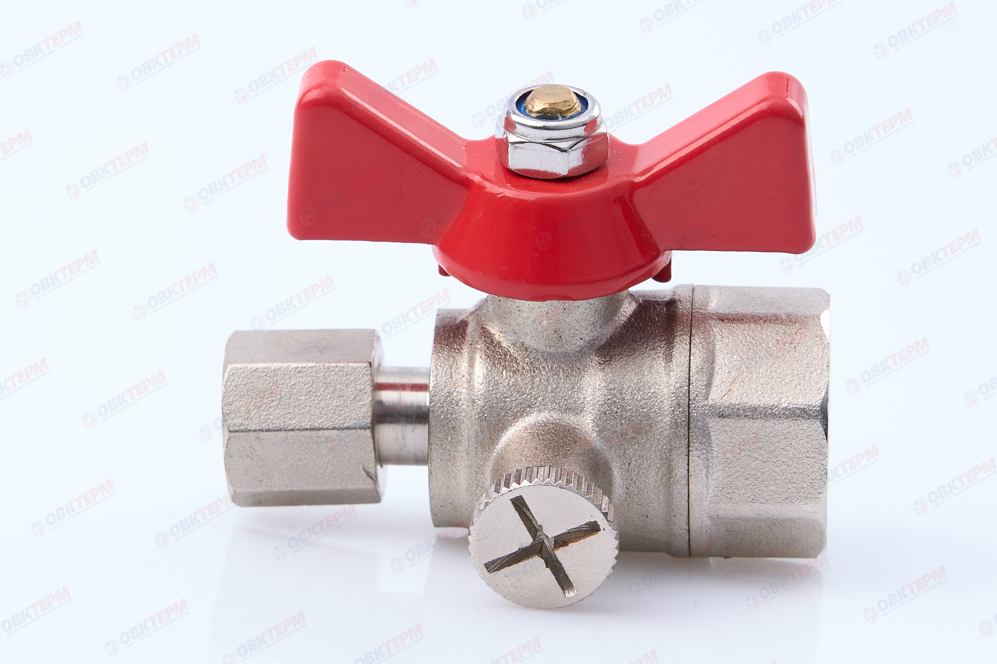 Кран шаровый         Valtec  для подключения манометра 1/2"В - 1/4В  (10уп/160ящ) - миниатюра №5