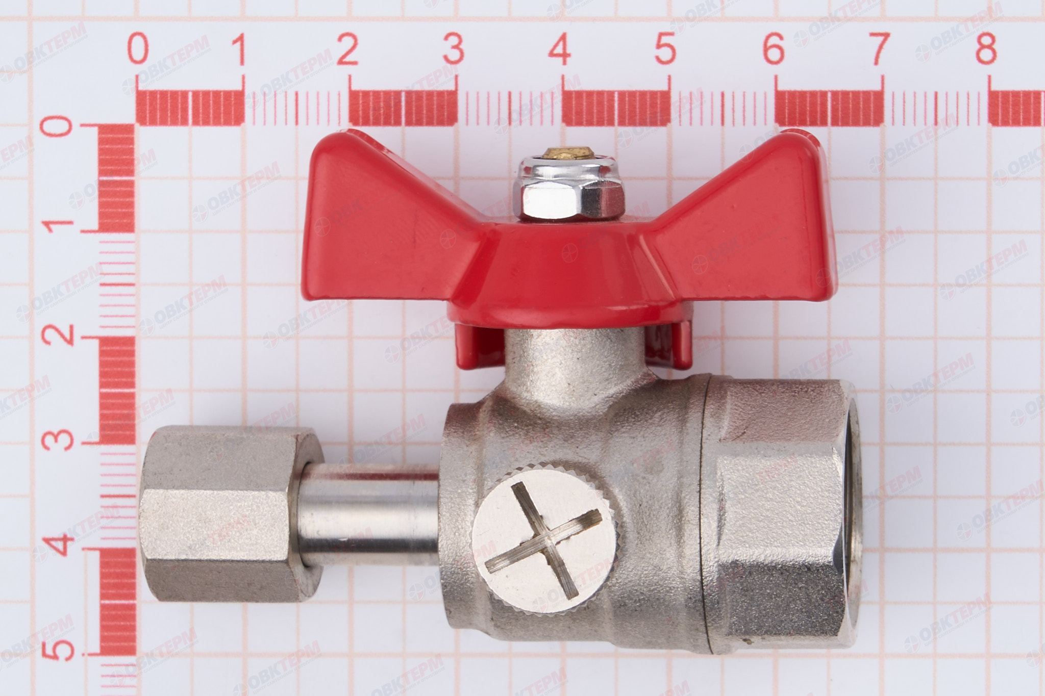 Кран шаровый         Valtec  для подключения манометра 1/2"В - 1/4В  (10уп/160ящ) - миниатюра №10