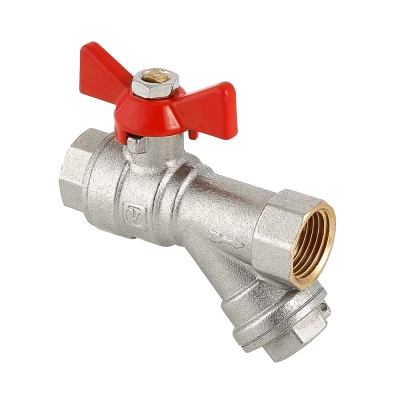 Кран шаровый        Valtec      1/2" ВВ  с фильтром   бабочка        (96ящ8) - миниатюра №2