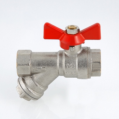 Кран шаровый        Valtec      1/2" ВВ  с фильтром   бабочка        (96ящ8) - миниатюра №4