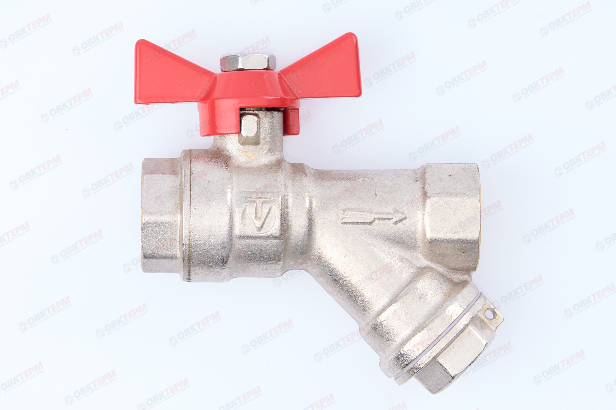 Кран шаровый        Valtec      1/2" ВВ  с фильтром   бабочка        (96ящ8) - миниатюра №7