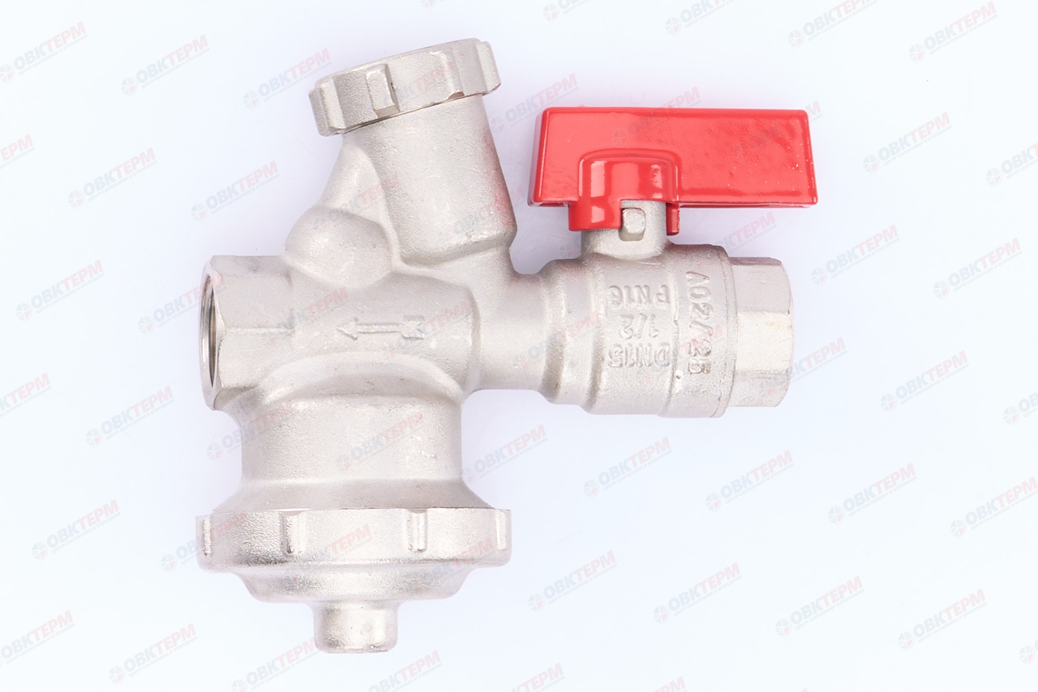 Кран шаровый   Valtec   со встроен косым фильтром с пробкой и мембран редуктором давления универсал (1/12ящ) - Изображение №2