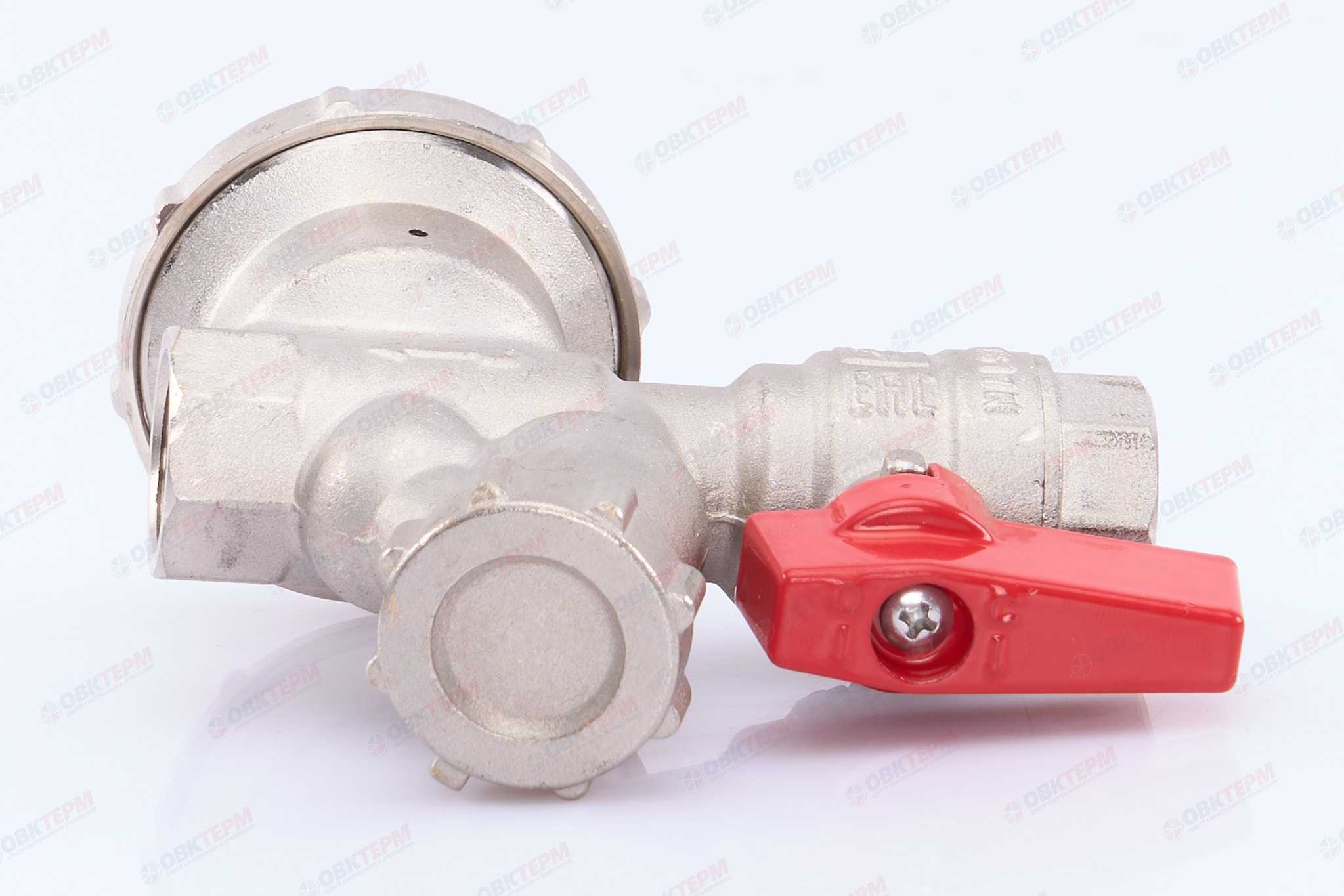 Кран шаровый   Valtec   со встроен косым фильтром с пробкой и мембран редуктором давления универсал (1/12ящ) - миниатюра №9