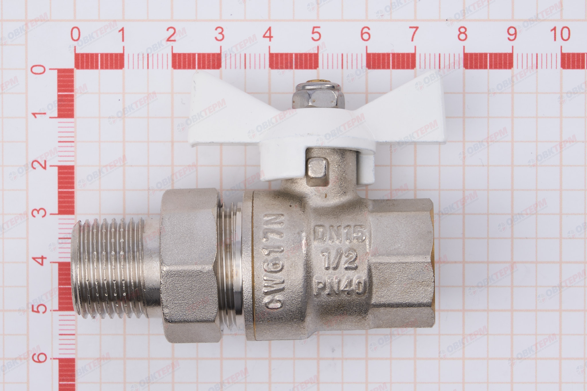 Кран шаровый с американкой      Valtec     1/2"  ВН    ( белая рукоятка) (10шт/160ящ) - миниатюра №6
