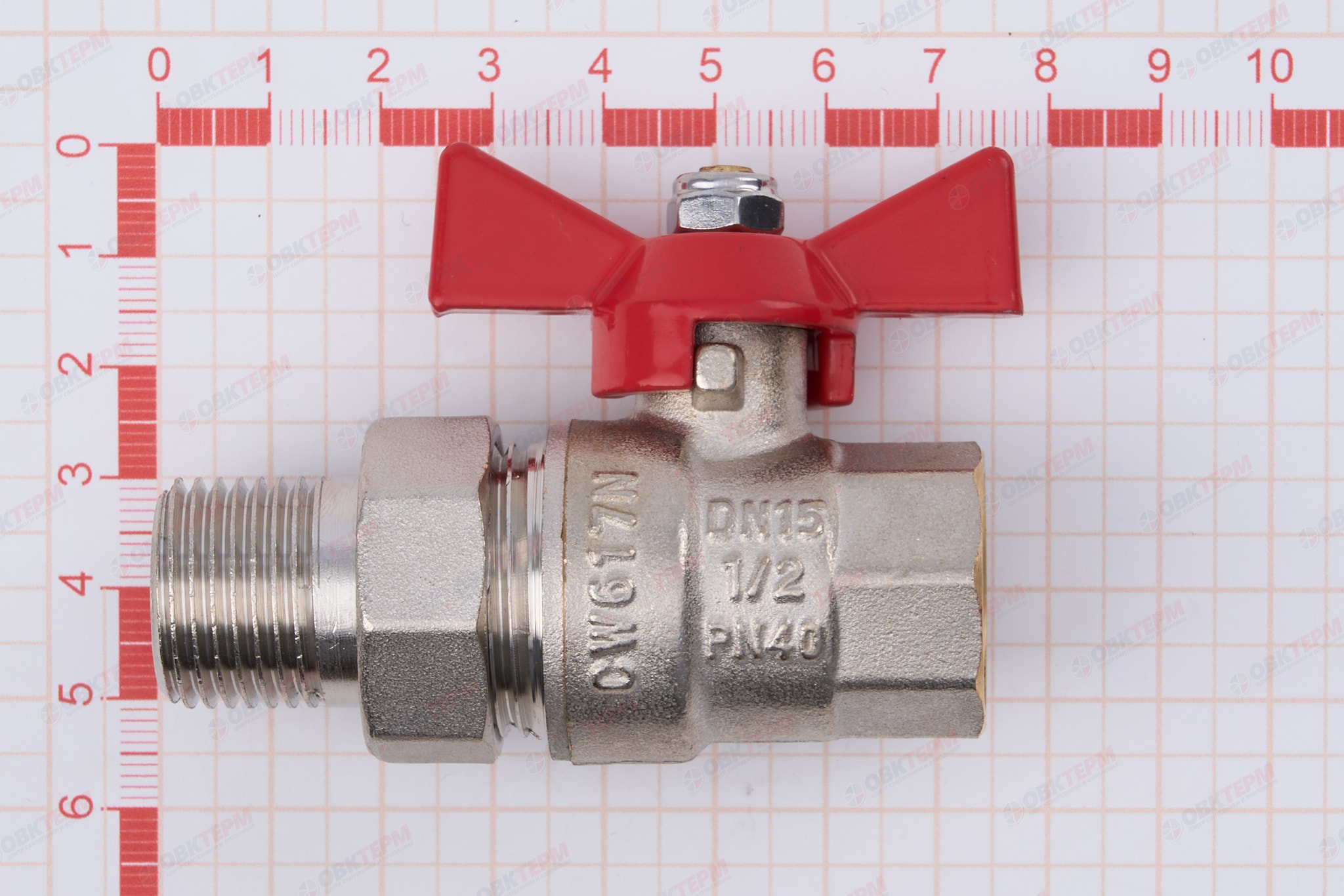 Кран шаровый с американкой      Valtec     1/2"  ВН бабочка    (160/10) - миниатюра №6