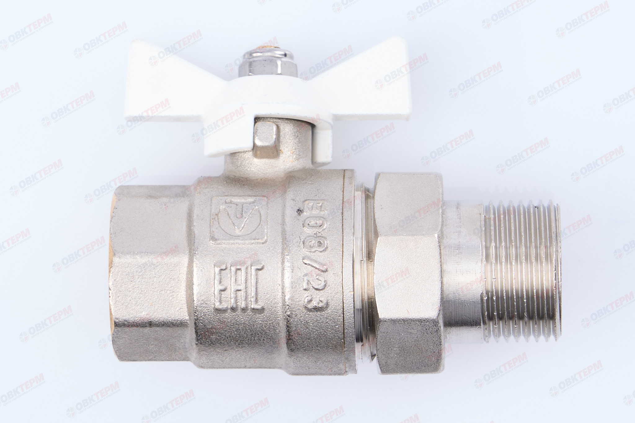 Кран шаровый с американкой      Valtec     3/4"  ВН   бабочка ( белая рукоятка)    (84/7) - Изображение №3