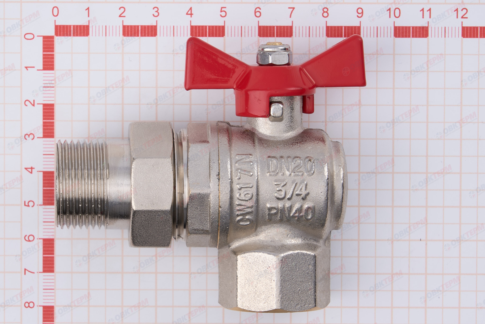Кран шаровый с американкой      Valtec     3/4"  ВН угловой    (8/64) - миниатюра №11