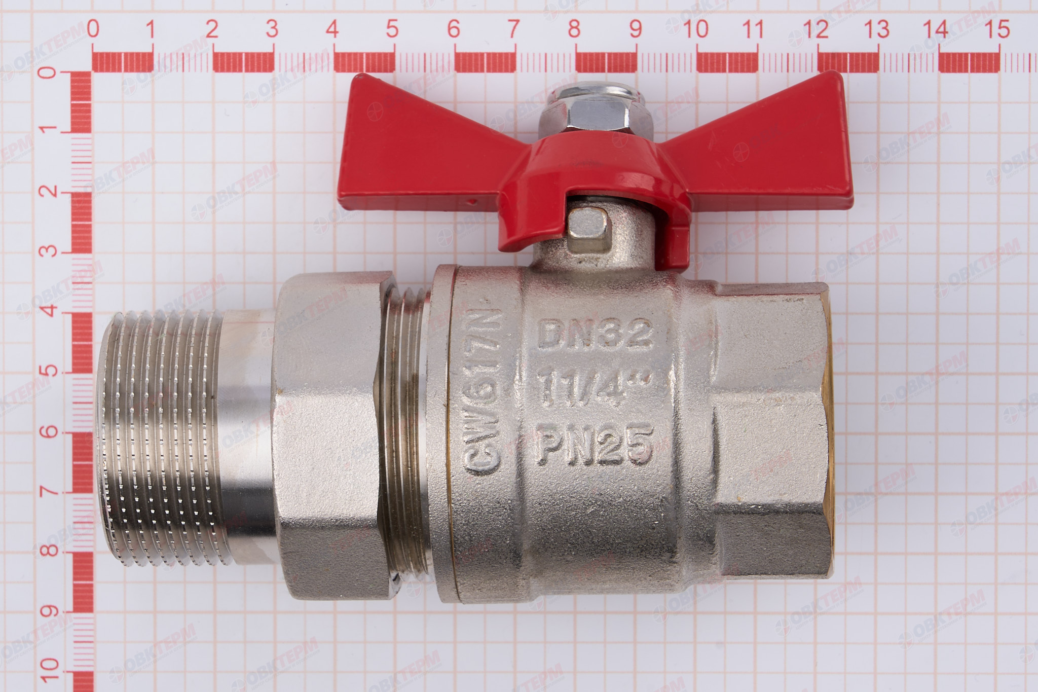 Кран шаровый с американкой      Valtec   1 1/4"  ВН   бабочка         (4/36) - миниатюра №11