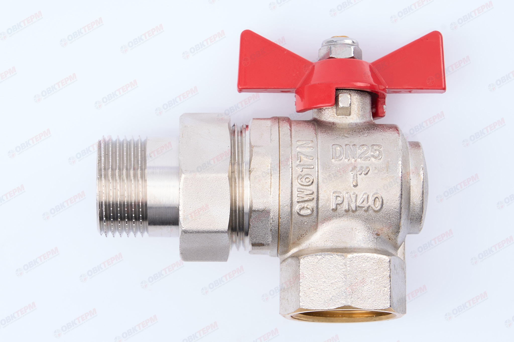 Кран шаровый с американкой   угловой     Valtec    1"  ВН   бабочка   (32/4) - Изображение №1