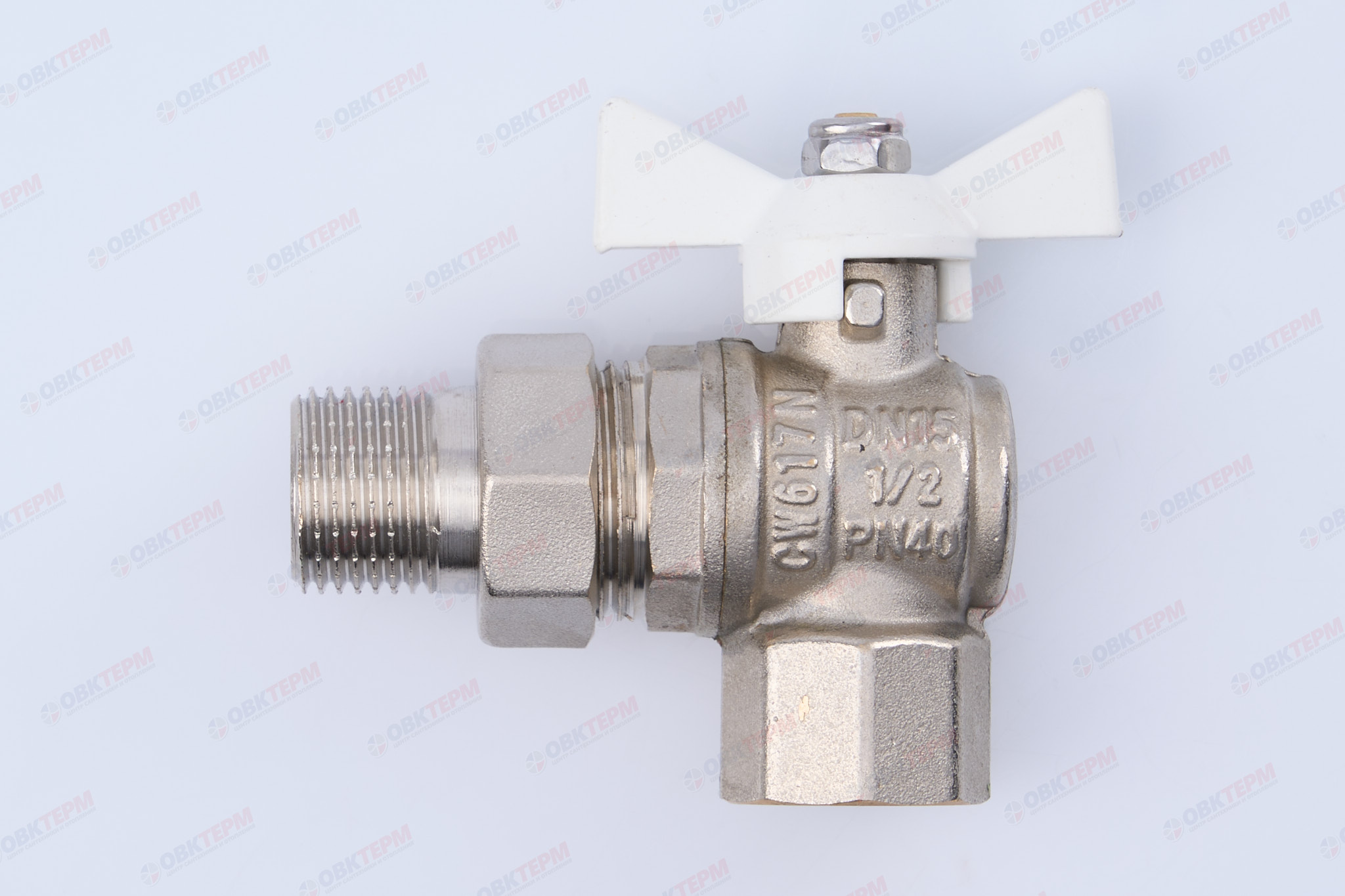 Кран шаровый с американкой   угловой     Valtec   1/2"  ВН   белая рукоятка  (8шт/96ящ) - Изображение №1