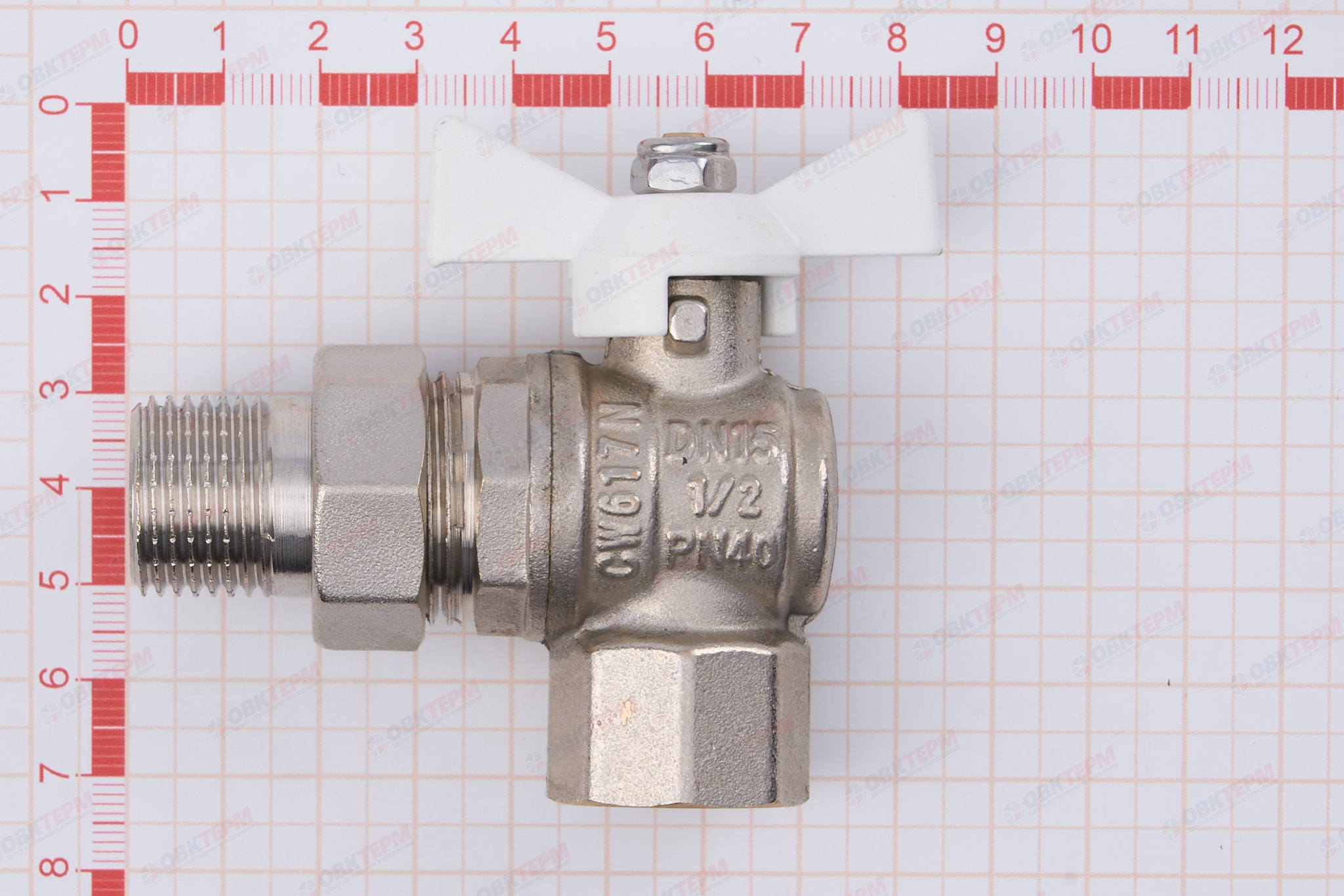Кран шаровый с американкой   угловой     Valtec   1/2"  ВН   белая рукоятка  (8шт/96ящ) - миниатюра №6