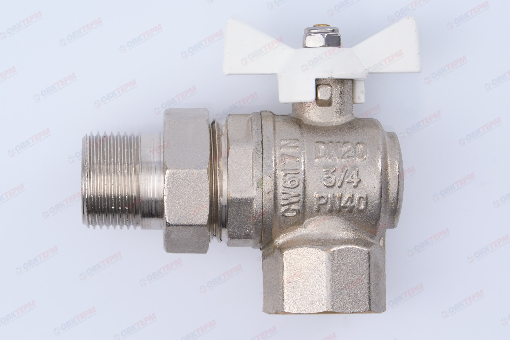 Кран шаровый с американкой   угловой     Valtec   3/4"  ВН   белая рукоятка (8шт/64ящ) - Изображение №1