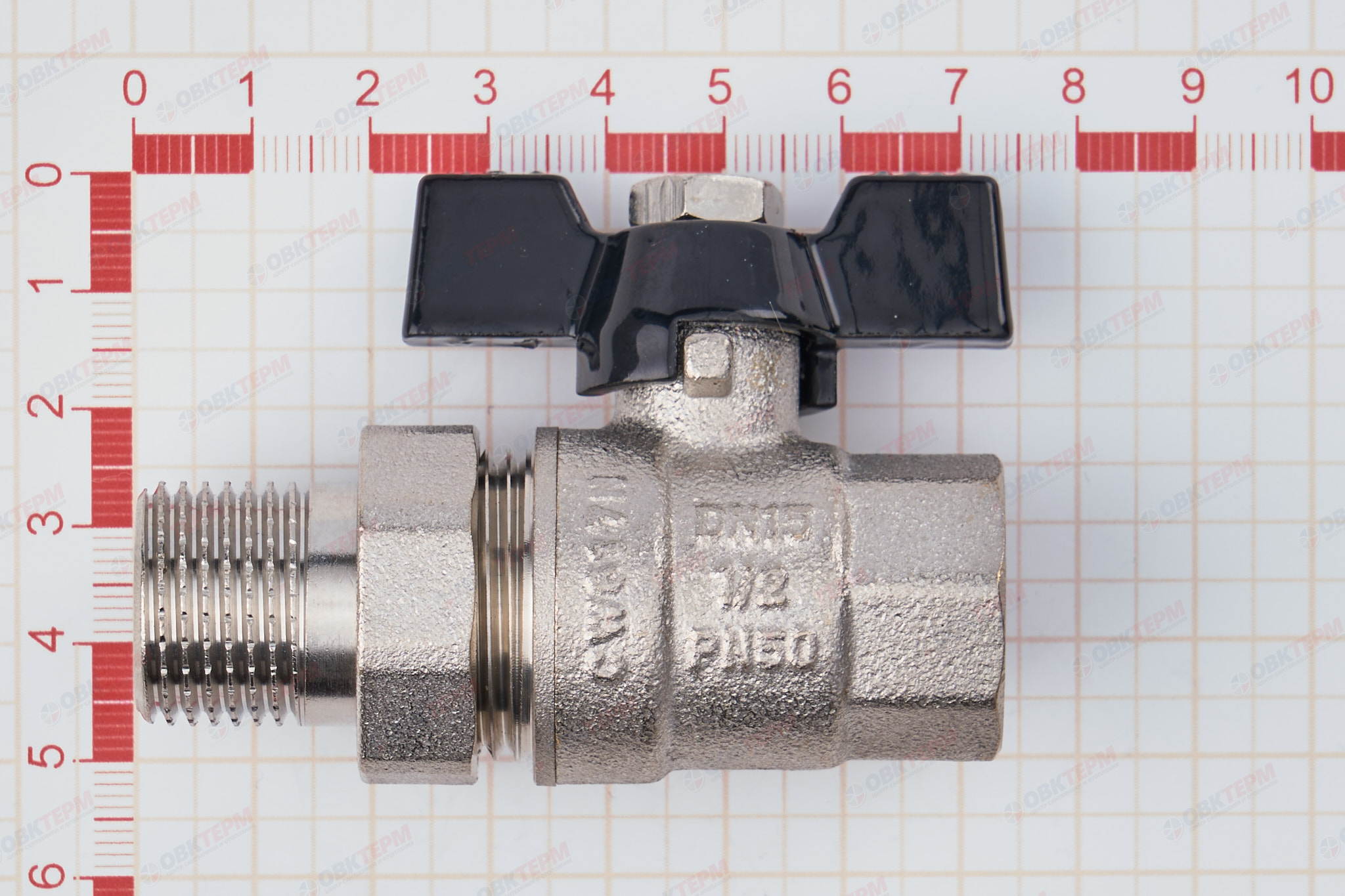 Кран шаровый с американкой    TIM      1/2"   (16шт/64ящ) - миниатюра №6