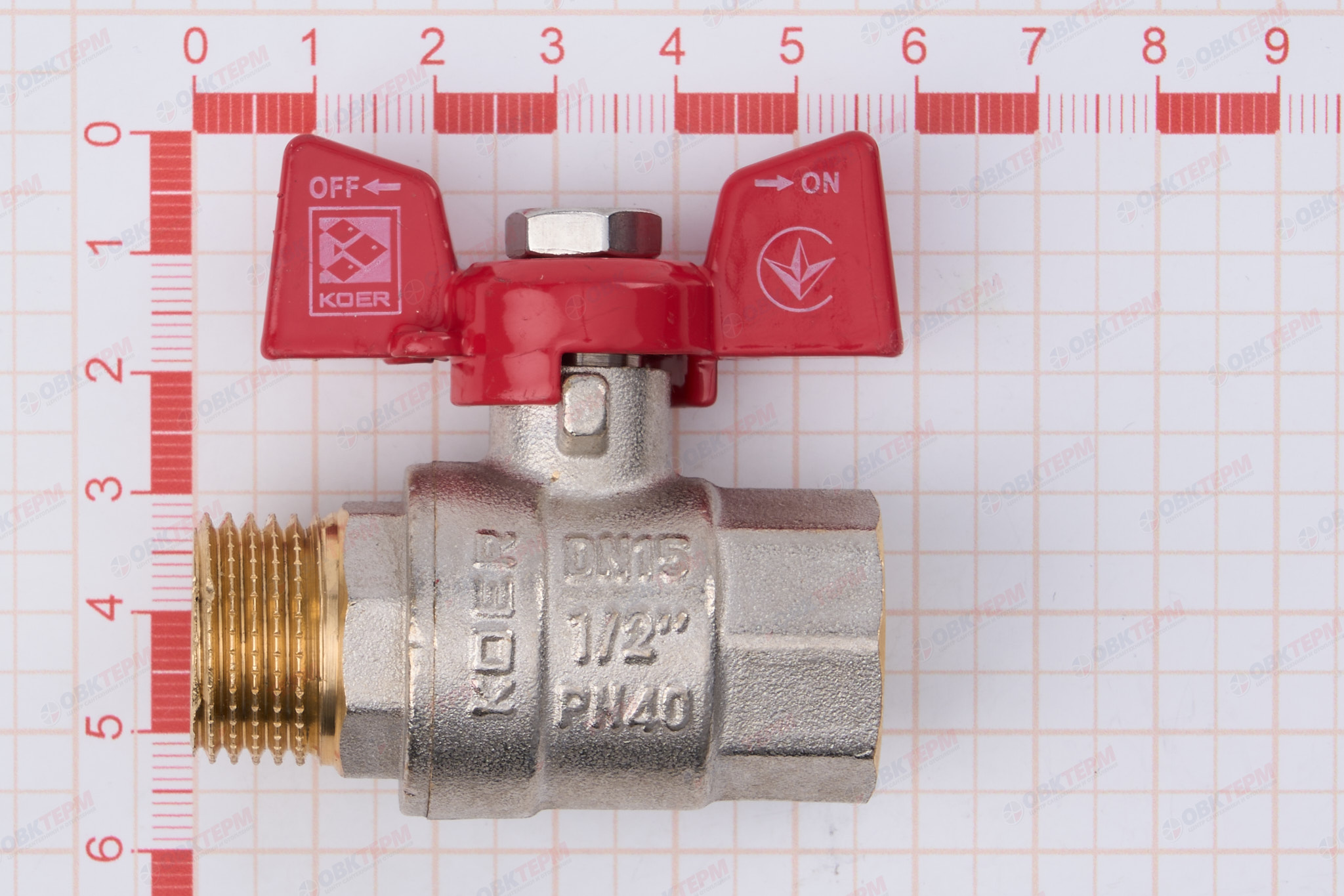 Кран шаровый    KOER     1/2" ВН   бабочка   усиленный  (96/24 шт) - миниатюра №6