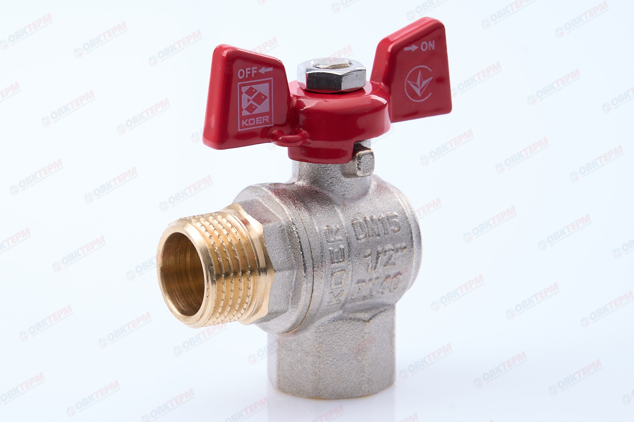 Кран шаровый    KOER     1/2" ВН   бабочка  УГЛОВОЙ  усиленный  (80/20) - Изображение №1
