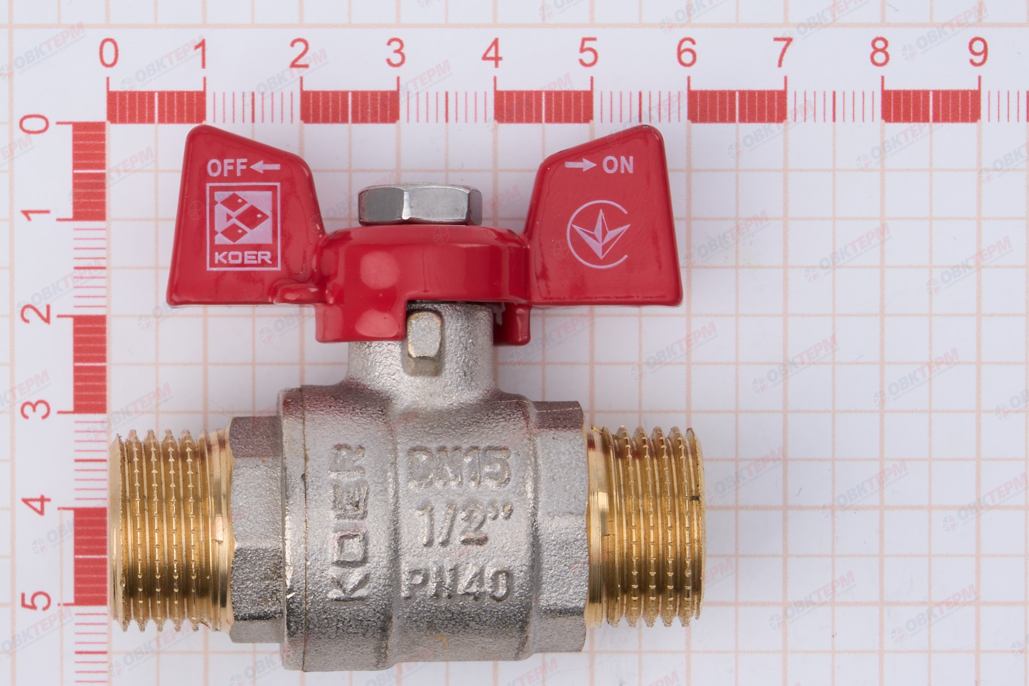 Кран шаровый    KOER     1/2" НН   бабочка   усиленный  (96/24 шт) - миниатюра №6