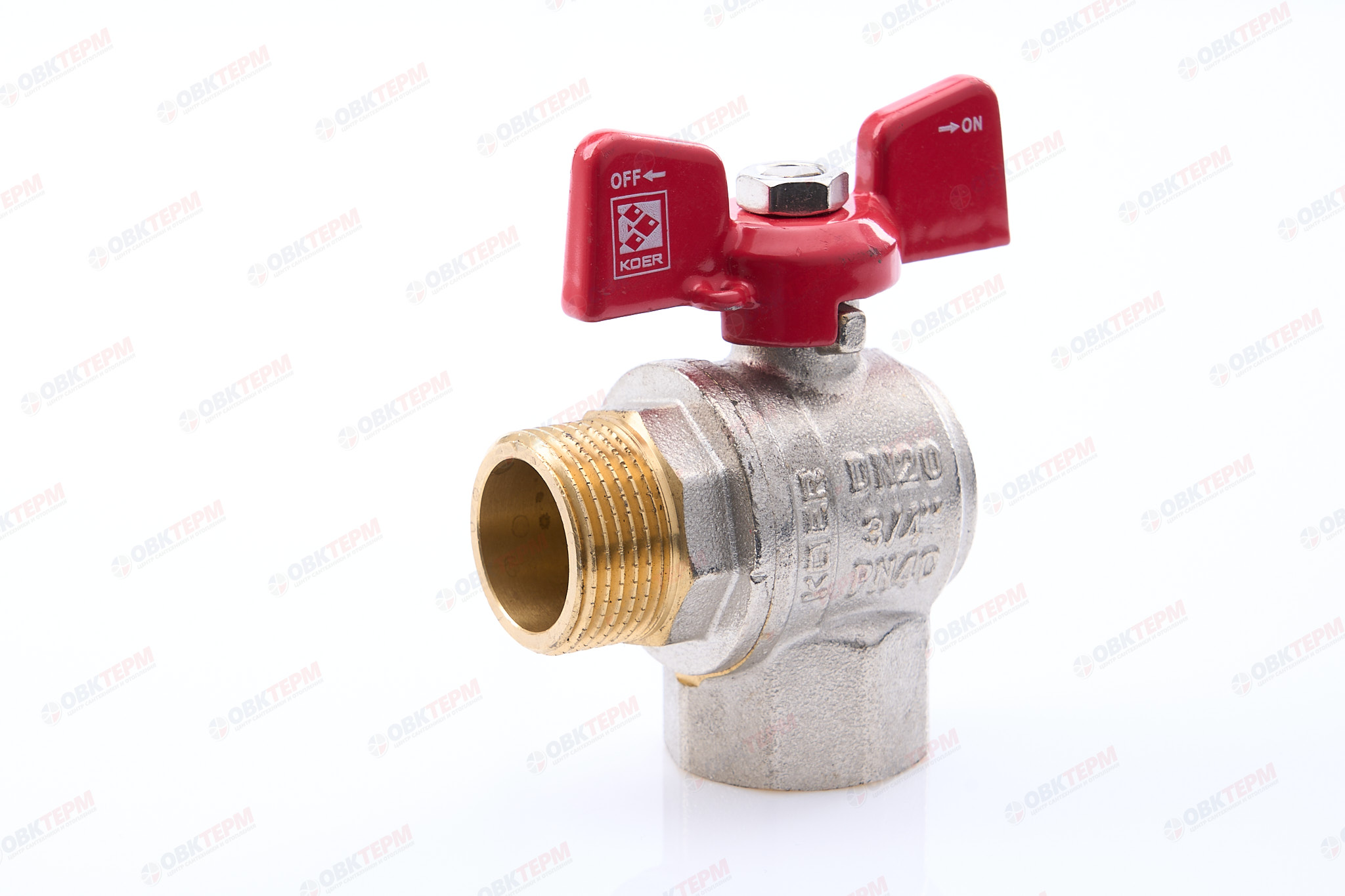 Кран шаровый    KOER     3/4" ВН   бабочка  УГЛОВОЙ  усиленный  (56/14) - изображение №1