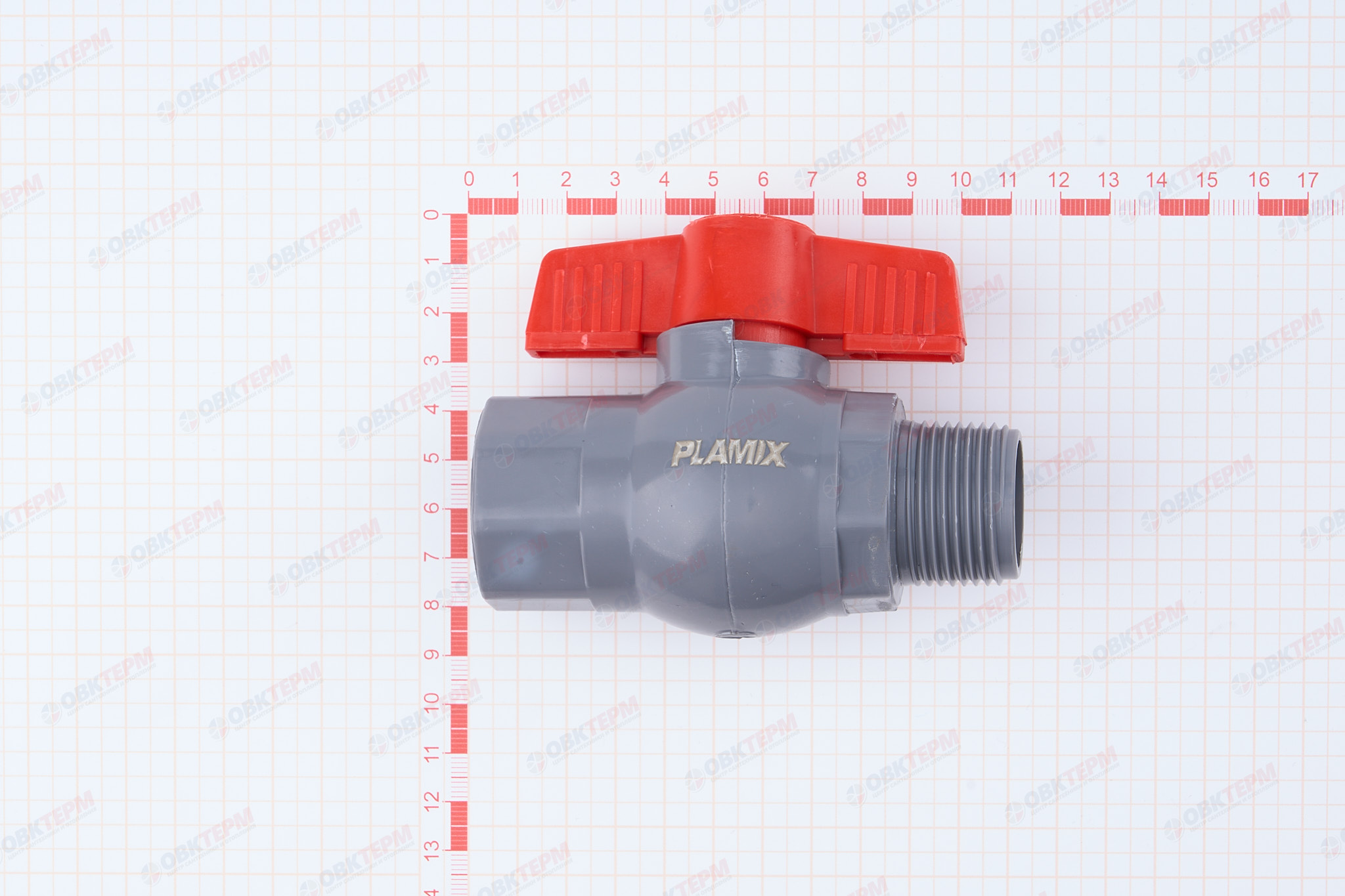 Кран  шаровый пластиковый    1"  ВН (серый)  PLAMIX  (100шт) - Изображение №2