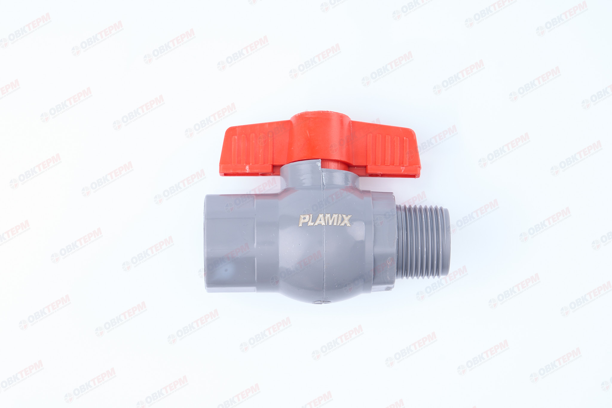 Кран  шаровый пластиковый    1"  ВН (серый)  PLAMIX  (100шт) - Изображение №1