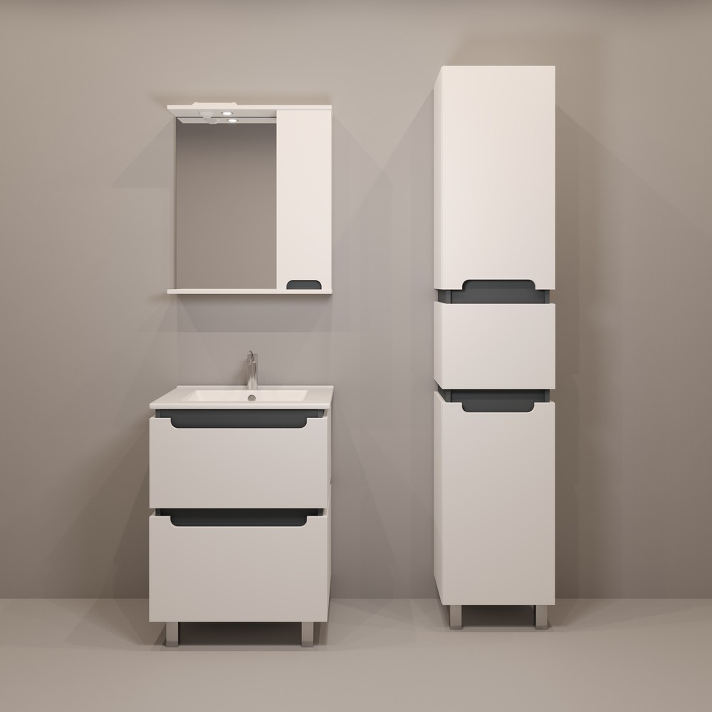 Зеркальный шкаф EvaGold  60  № 4 "Веста" белый/графит Pur-клей - Изображение №2